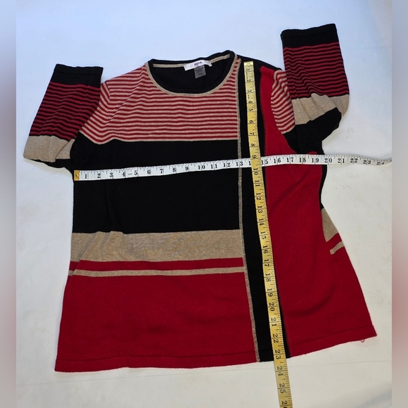 Alia Preppy Red, Black And Cream Striped Sweater,women's LG P, Cotton Blend. - Picture 8 of 11